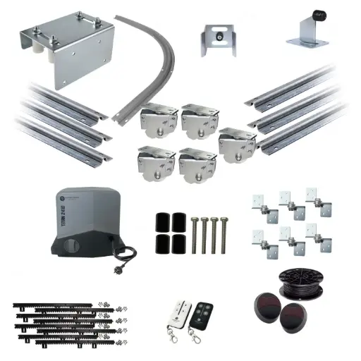[SGHK-TURNV3SL+TITAN2410-P-I] Complete Automatic Radius Turning Sectional Sliding Gate With Titan Electric Sliding Gate Motor