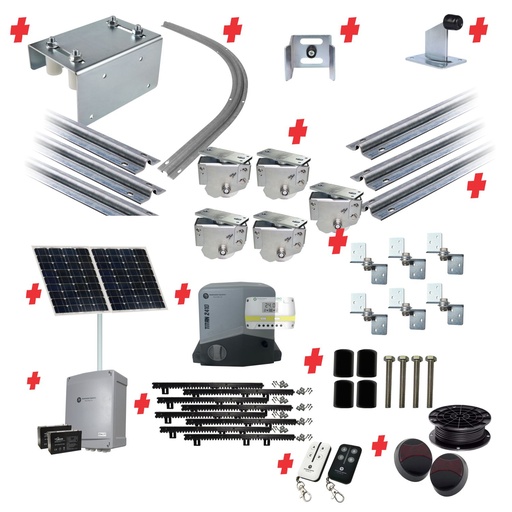 [SGHK-TURNV3SL+TITAN2410-SOLAR-I] Complete Automatic Radius Turning Sectional Sliding Gate With Titan Solar Powered Sliding Gate Motor