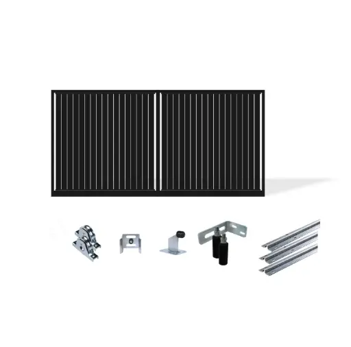 [FRAME15-4170-VERT-ALUCLAD x1+SLIDEHW] Up to 3600mm / 3.6m Opening (1500mm H) 4.17×1.5m Vertical Slat Sliding Driveway Gate Package (Satin Black Powder Coat)