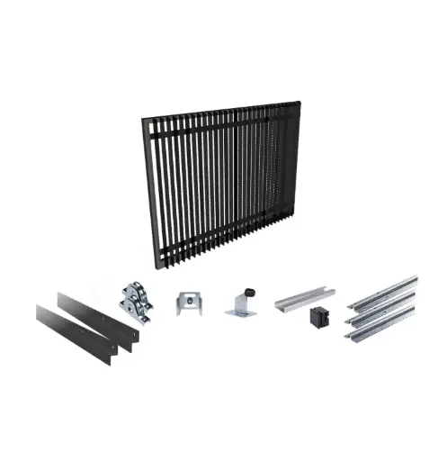 [FRAME15-3570-BLADE x1+SLIDEHW] Up to 3200mm / 3.2m Opening (1500mm H) 3.6×1.5m Blade Sliding Driveway Gate Package (Satin Black Powder Coat)