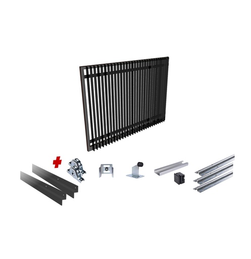 [FRAME12-4170-BLADE x1+SLIDEHW] Up to 3600mm / 3.6m Opening (1200mm H) 4.17×1.2m Blade Sliding Driveway Gate Package (Satin Black Powder Coat)
