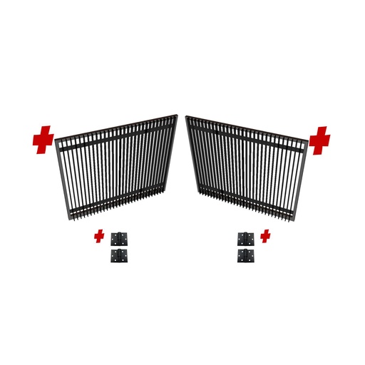 [FRAME12-1785-BLADE x2+HINGES] 3600mm Double Swing Driveway Gates Opening (1200mm H) 3.6×1.2m Blade Gate + Hinges (Satin Black Powder Coat) 