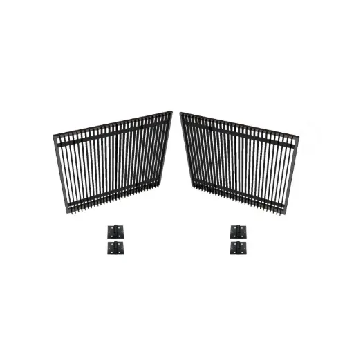 [FRAME12-2085-BLADE x2+HINGES] 4200mm Double Swing Driveway Gates Opening (1200mm H) 4.2×1.2m Blade Gate + Hinges (Satin Black Powder Coat) 