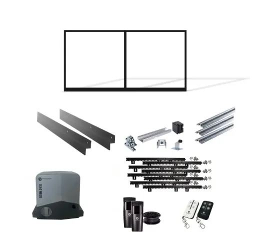 [FRAME12-3570-EXTCLAD x1+SLIDEHW+Titan2410] Up to 3200mm / 3.2m Opening (1200mm H) 3.6×1.2m Sliding Driveway Gate Package Cladding Gate Frame (External Cladding) (Satin Black Powder Coat) with extra heavy duty 24v sliding gate motor