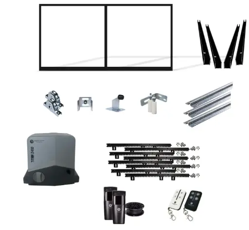 [FRAME12-4600-INTCLAD x1+SLIDEHW+Titan2410] Up to 4200mm / 4.2m Opening (1200mm H) 4.6×1.2m Sliding Driveway Gate Package Cladding Gate Frame (Internal Cladding) (Satin Black Powder Coat) with extra heavy duty 24v sliding gate motor