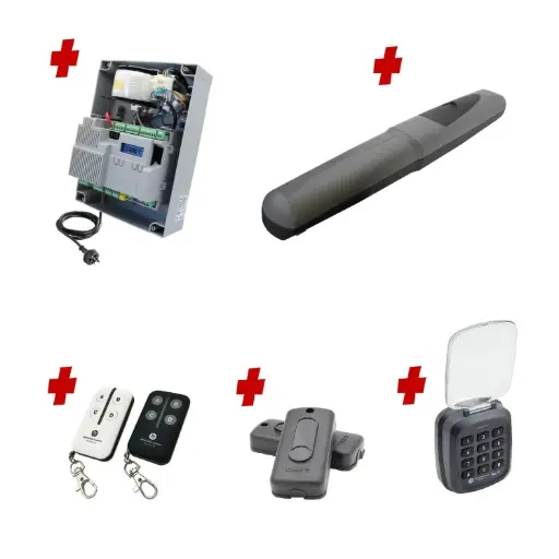 [AXO3-1S-ZLX24-P-AS] Single Swing Gate Automation Access Secure Kit Super Duty Linear Actuator 800KG with Limit Stops and Encoder Made in Italy