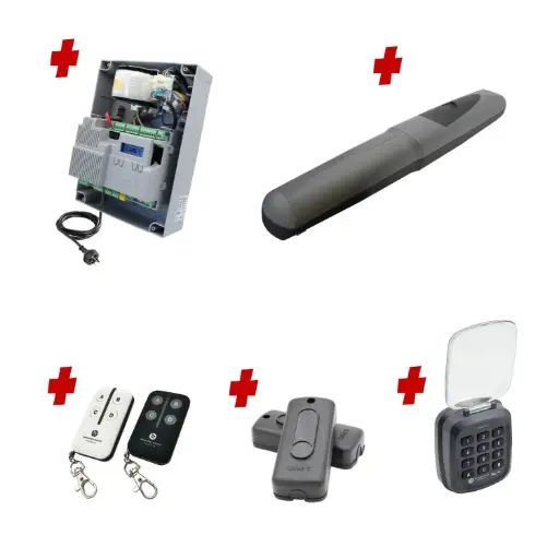 [AXO5-1S-ZLX24-P-AS] Single Swing Gate Automation Access Secure Kit Super Duty Linear Actuator 1000KG with Limit Stops and Encoder Made in Italy