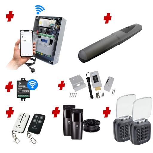 [AXO5-1S-ZLX24-P-AU] Single Swing Gate Automation Access Unlimited WiFi Bluetooth Kit Super Duty Linear Actuator 1000KG with Limit Stops and Encoder Made in Italy