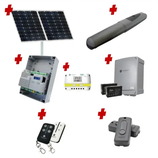 [AXO3-1S-ZLX24-SOLAR-I] Solar Powered Single Swing Gate Automation Installer and Trade Kit Super Duty Linear Actuator 800KG with Limit Stops and Encoder Made in Italy