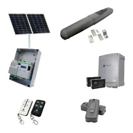[AXO3-1S-ZLX24-SOLAR-I] Solar Powered Single Swing Gate Automation Installer and Trade Kit Super Duty Linear Actuator 800KG with Limit Stops and Encoder Made in Italy