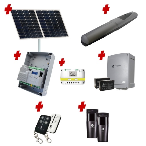 [AXO5-1S-ZLX24-SOLAR-I] Solar Powered Single Swing Gate Automation Installer and Trade Kit Super Duty Linear Actuator 1000KG with Limit Stops and Encoder Made in It