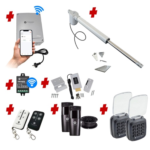 [V5-1S-P-AU] Viper 5 Long Stroke ITALIAN Electric 24V Low Voltage Automatic Swing Driveway Gate Opener Kit ROBUST Heavy Duty Design with Wifi Mobile App Control and Keypad Entry Exit
