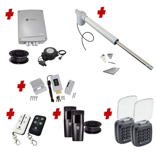 [V5-1S-E-AP] Viper 5 Long Stroke ITALIAN Low Voltage 24V Automatic Swing Driveway Gate Opener 24 Volt Kit ROBUST Heavy Duty Design with TWO Keypads Entry Exit