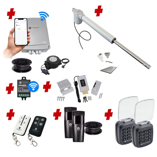 [V5-1S-E-AU] Viper 5 Long Stroke ITALIAN Low Voltage 24V Automatic Swing Driveway Gate Opener 24 Volt Kit with Wifi Mobile App Control and Keypad Entry Exit