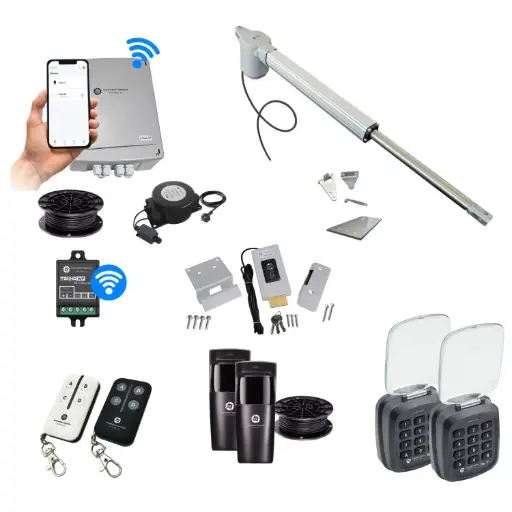[V5-1S-E-AU] Viper 5 Long Stroke ITALIAN Low Voltage 24V Automatic Swing Driveway Gate Opener 24 Volt Kit with Wifi Mobile App Control and Keypad Entry Exit