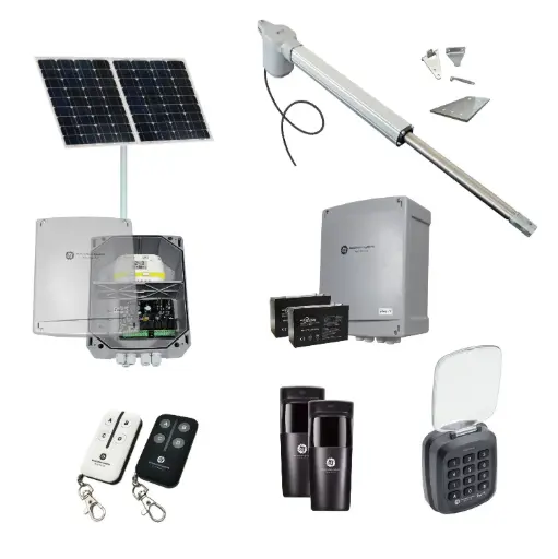 [V5-1S-SOLAR-AS] Viper 5 Long Stroke ITALIAN Solar Powered Automatic Swing Driveway Gate Opener 24 Volt Kit ROBUST Heavy Duty Design with TWO Keypads Entry Exit