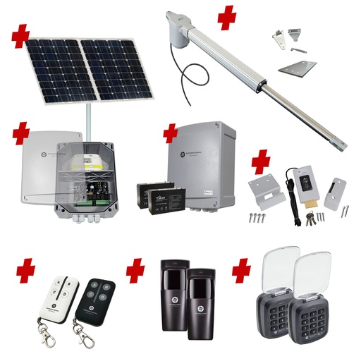 [V5-1S-SOLAR-AP] Viper 5 Long Stroke ITALIAN Solar Powered Automatic Swing Driveway Gate Opener 24 Volt Kit ROBUST Heavy Duty Design with Keypad Entry Exit