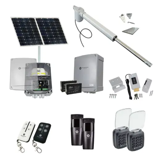[V5-1S-SOLAR-AP] Viper 5 Long Stroke ITALIAN Solar Powered Automatic Swing Driveway Gate Opener 24 Volt Kit ROBUST Heavy Duty Design with Keypad Entry Exit