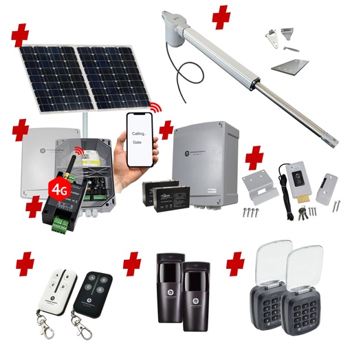 [V5-1S-SOLAR-AU] Viper 5 Long Stroke ITALIAN Solar Powered Automatic Swing Driveway Gate Opener 24 Volt Kit ROBUST Heavy Duty Design with Wifi Mobile App Control and Keypad Entry Exit
