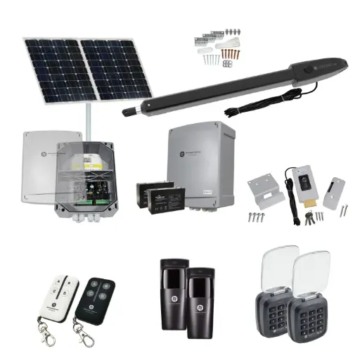 [ORION-LS-1S-SOLAR-AP] Orion LS Solar Powered Automatic Swing Driveway Gate Opener 24 Volt Kit Slimline Compact Design with TWO Keypads Entry Exit