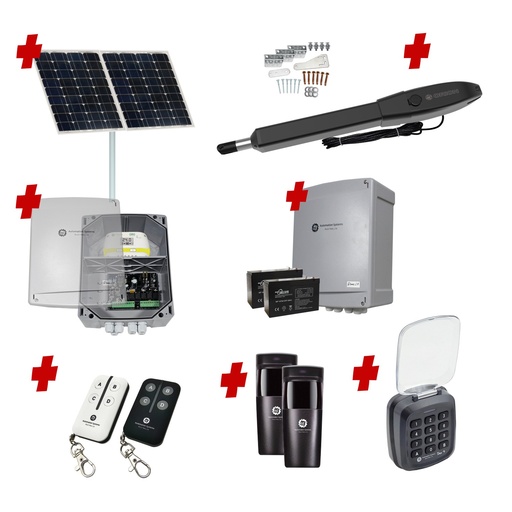 [ORION-LS-1S-SOLAR-AS] Orion LS Solar Powered Automatic Swing Driveway Gate Opener 24 Volt Kit Slimline Compact Design with Keypad Pin Code