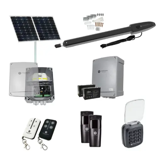 [ORION-LS-1S-SOLAR-AS] Orion LS Solar Powered Automatic Swing Driveway Gate Opener 24 Volt Kit Slimline Compact Design with Keypad Pin Code