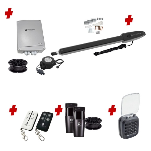 [ORION-LS-1S-E-AS] Orion LS Low Voltage 24V Automatic Swing Driveway Gate Opener 24 Volt Kit Slimline Compact Design with Keypad Pin Code