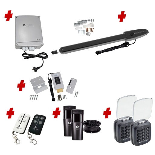 [ORION-LS-1S-P-AP] Orion LS Electric 24V Low Voltage Automatic Swing Driveway Gate Opener Kit Slimline Compact Design with TWO Keypads Entry Exit