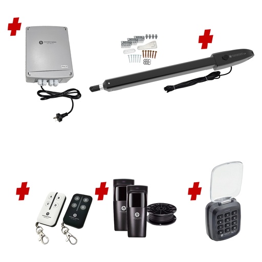 [ORION-LS-1S-P-AS] Orion LS Electric 24V Low Voltage Automatic Swing Driveway Gate Opener Kit Slimline Compact Design with Keypad Pin Code