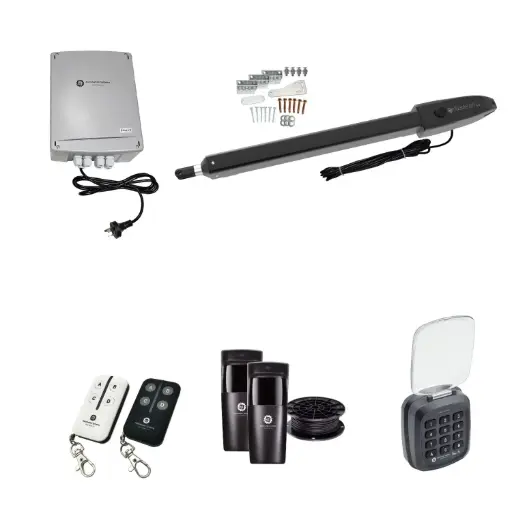 [ORION-LS-1S-P-AS] Orion LS Electric 24V Low Voltage Automatic Swing Driveway Gate Opener Kit Slimline Compact Design with Keypad Pin Code