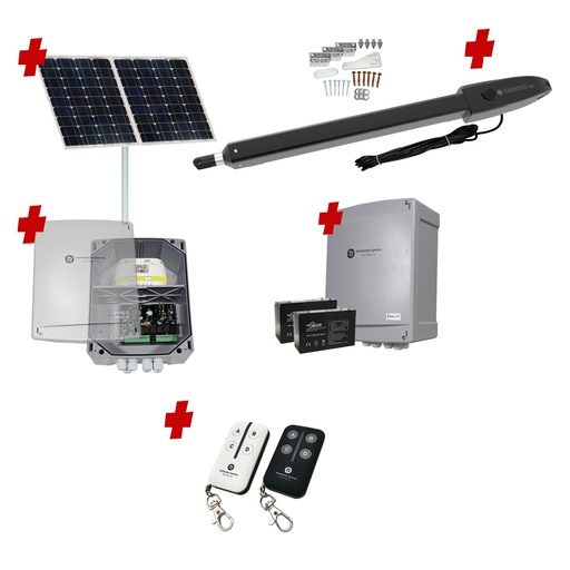 [ORION-LS-1S-SOLAR-BK] Orion LS Solar Powered Automatic Swing Driveway Gate Opener 24 Volt Kit Slimline Compact Design BASE KIT