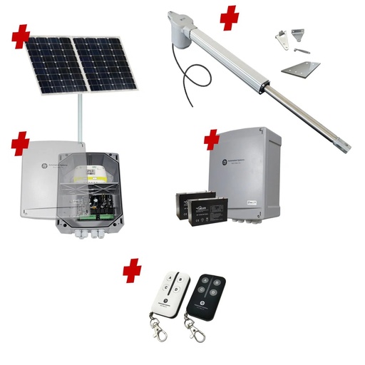 [V5-1S-SOLAR-BK] Viper 5 Long Stroke ITALIAN Solar Powered Automatic Swing Driveway Gate Opener 24 Volt Kit ROBUST Heavy Duty Design BASE KIT