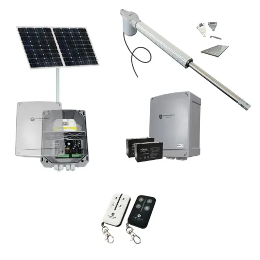 [V5-1S-SOLAR-BK] Viper 5 Long Stroke ITALIAN Solar Powered Automatic Swing Driveway Gate Opener 24 Volt Kit ROBUST Heavy Duty Design BASE KIT