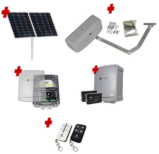 [RAPTOR-1S-SOLAR-BK] RAPTOR Extra Heavy Duty ITALIAN Solar Powered Automatic Swing Driveway Gate Opener 24 Volt Kit ROBUST Heavy Duty Design BASE KIT