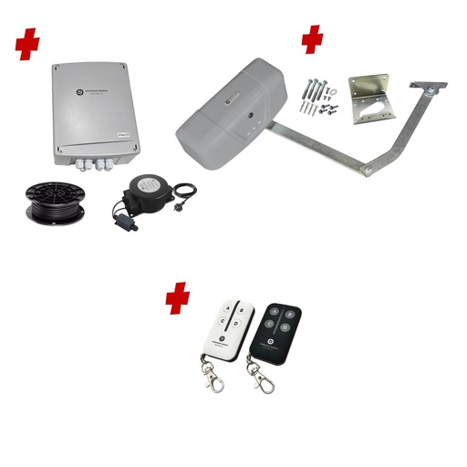 [RAPTOR-1S-E-BK] RAPTOR Extra Heavy Duty ITALIAN Low Voltage 24V Automatic Swing Driveway Gate Opener 24 Volt Kit ROBUST Heavy Duty Design BASE KIT