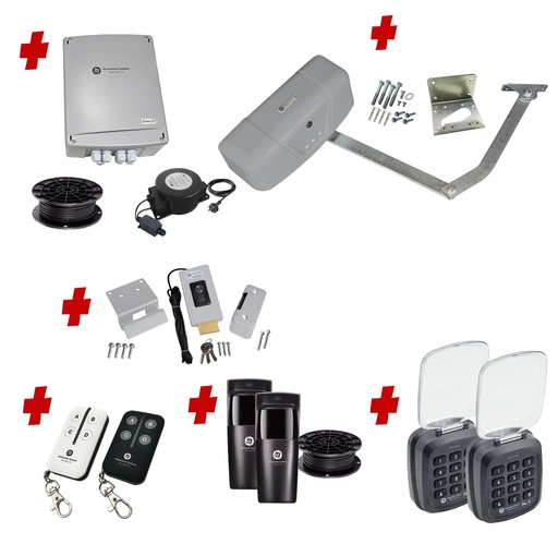 [RAPTOR-1S-E-AP] RAPTOR Extra Heavy Duty ITALIAN Low Voltage 24V Automatic Swing Driveway Gate Opener 24 Volt Kit ROBUST Heavy Duty Design with TWO Keypads Entry Exit