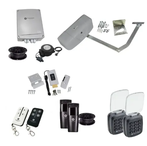 [RAPTOR-1S-E-AP] RAPTOR Extra Heavy Duty ITALIAN Low Voltage 24V Automatic Swing Driveway Gate Opener 24 Volt Kit ROBUST Heavy Duty Design with TWO Keypads Entry Exit
