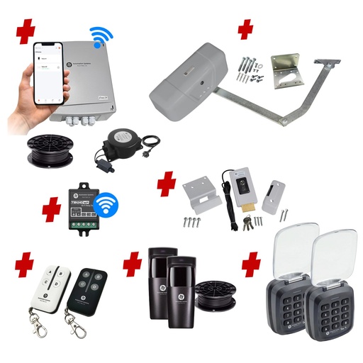 [RAPTOR-1S-E-AU] RAPTOR Extra Heavy Duty ITALIAN Low Voltage 24V Automatic Swing Driveway Gate Opener 24 Volt Kit with Wifi Mobile App Control and Keypad Entry Exit