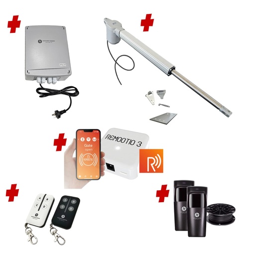 [V5-1S-P-R] Remootio Viper 5 Long Stroke ITALIAN Electric 24V Low Voltage Automatic Swing Driveway Gate Opener Kit ROBUST Heavy Duty Design