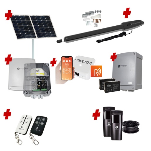 [ORION-LS-1S-SOLAR-R] Remootio Orion LS Solar Powered Automatic Swing Driveway Gate Opener 24 Volt Kit Slimline Compact Design