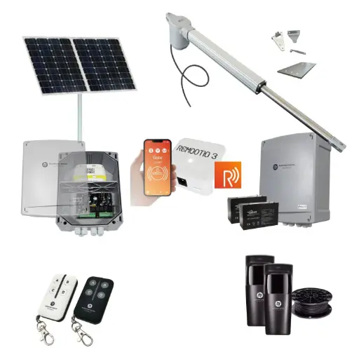 [V5-1S-SOLAR-R] Remootio Viper 5 Long Stroke ITALIAN Solar Powered Automatic Swing Driveway Gate Opener 24 Volt Kit ROBUST Heavy Duty Design