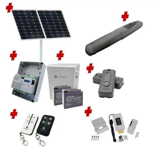 [AXO5-1S-ZLX24-SOLAR-CI-2] AXO 5 Super Duty Commercial Solar Powered Automatic Single Swing Driveway Gate Opener 24 Volt Kit ROBUST Heavy Duty Design for Trade Installers