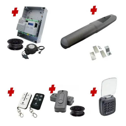 [AXO3-1S-ZLX24-E-AS] Single Swing Gate Automation Access Secure Kit Super Duty Linear Actuator with Limit Stops and Encoder Made in Italy