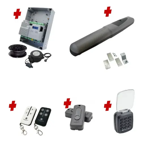 [AXO3-1S-ZLX24-E-AS] Single Swing Gate Automation Access Secure Kit Super Duty Linear Actuator with Limit Stops and Encoder Made in Italy