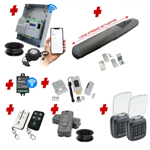[AXO5-1S-ZLX24-E-AU] Single Swing Gate Automation Access Unlimited WiFi Bluetooth Kit Super Duty Linear Actuator with Limit Stops and Encoder Made in Italy