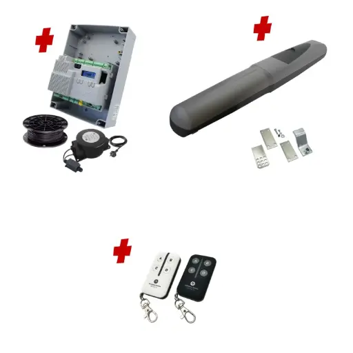[AXO3-1S-ZLX24-E-BK] Single Swing Gate Automation Base Kit Super Duty Linear Actuator with Limit Stops and Encoder Made in Italy