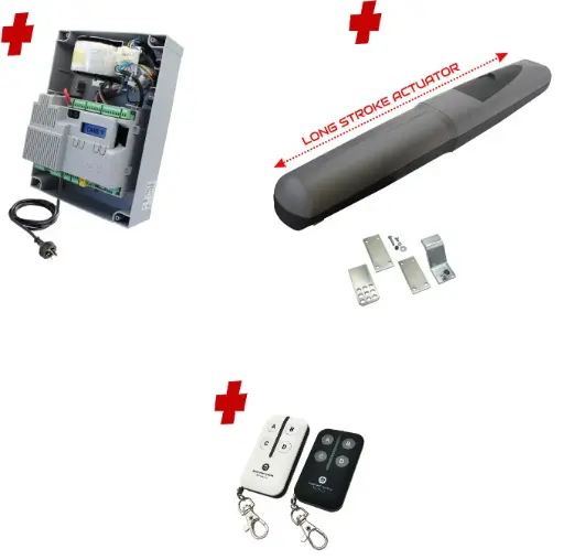 [AXO5-1S-ZLX24-P-BK] Single Swing Gate Automation Base Kit Super Duty Linear Actuator with Limit Stops and Encoder Made in Italy 