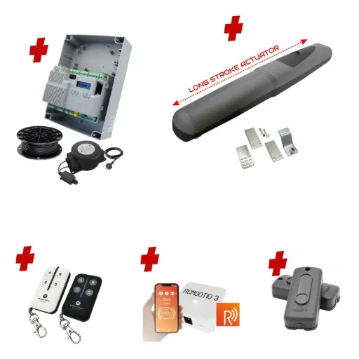 [AXO5-1S-ZLX24-E-R] Single Swing Gate Automation Remootio Kit Super Duty Linear Actuator with Limit Stops and Encoder Made in Italy