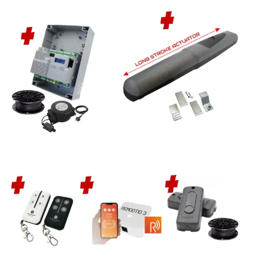 [AXO5-1S-ZLX24-E-R] Single Swing Gate Automation Remootio Kit Super Duty Linear Actuator with Limit Stops and Encoder Made in Italy