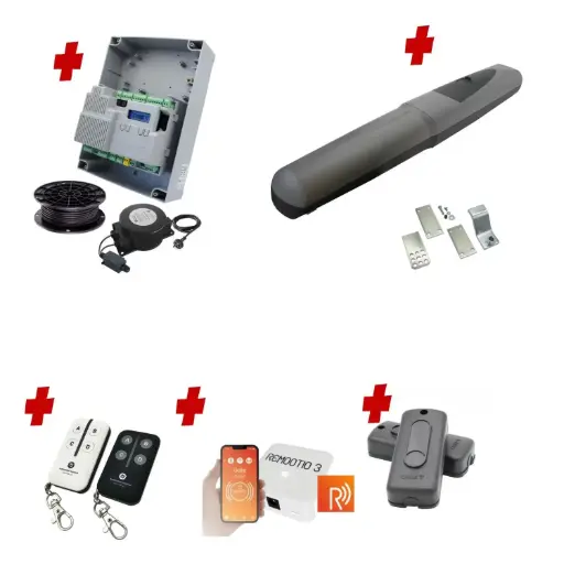 [AXO3-1S-ZLX24-E-R] Single Swing Gate Automation Remootio Kit Super Duty Linear Actuator with Limit Stops and Encoder Made in Italy